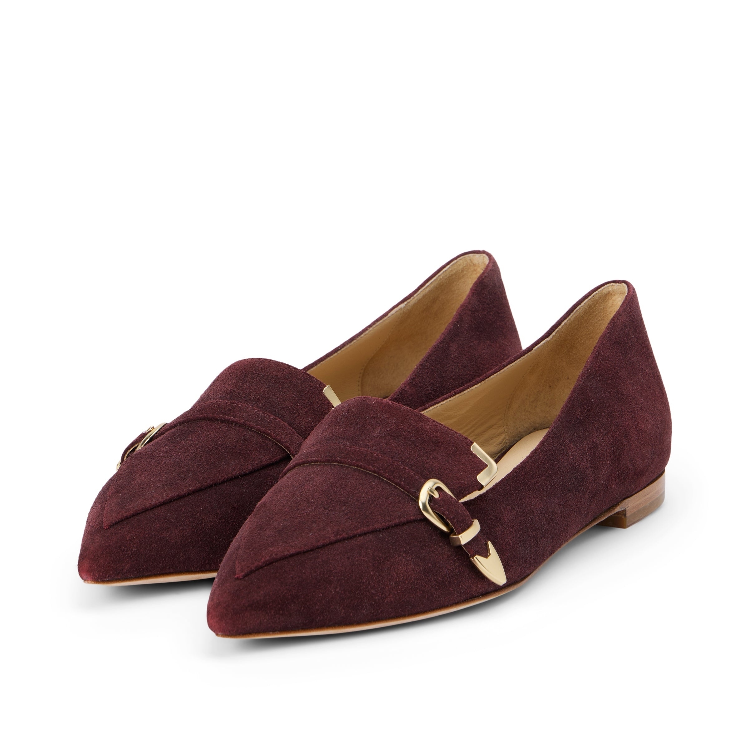 L'agence Burgundy Suede Loafers